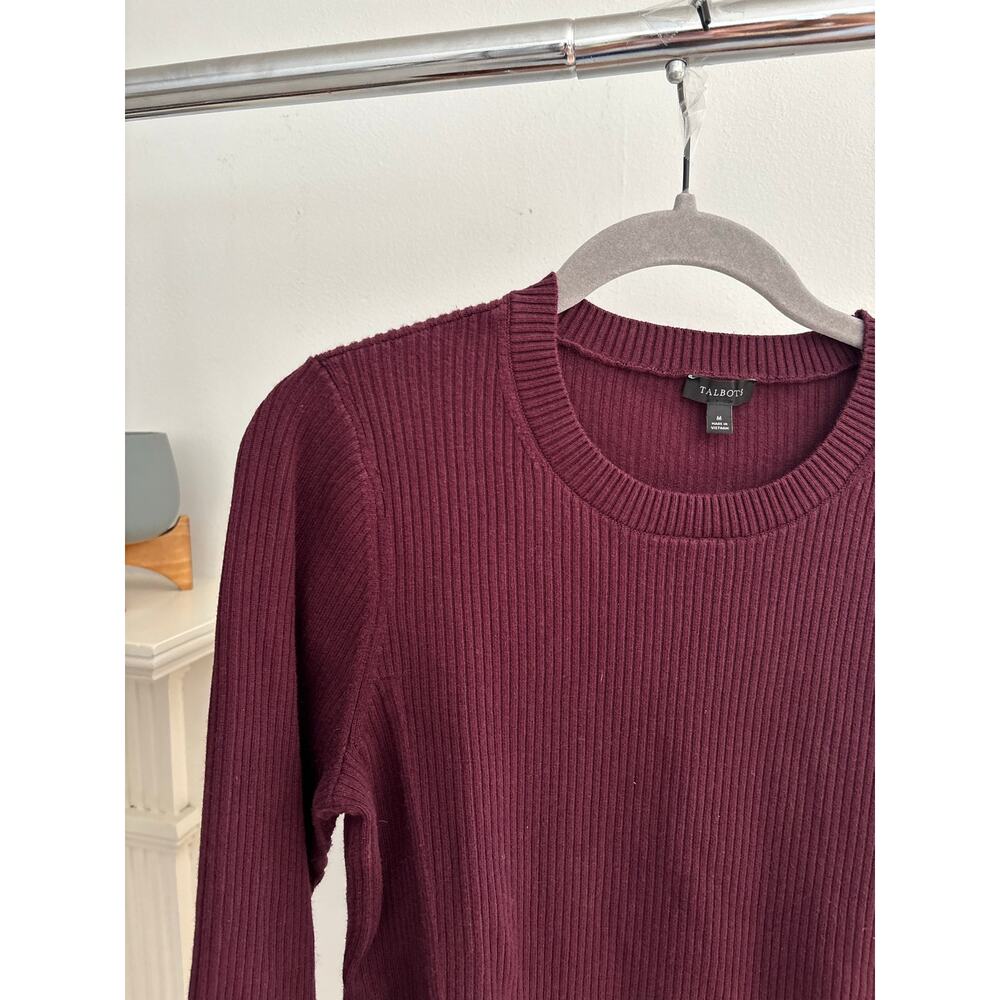 Talbots Ribbed Sweater
Burgundy Crew Neck Cotton Modal Long Sleeve Knit Top - Picture 3 of 14